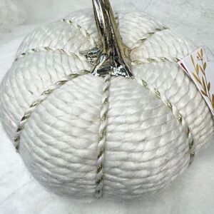 Elegant off White and Gold Decorative Pumpkin